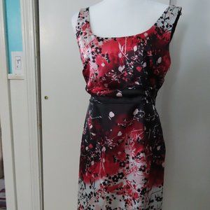 Tahari Red, White, Black Sheath Dress, Size 8